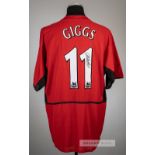 Ryan Giggs signed red Manchester United replica no.11 jersey, season 2002-03, Nike, short-sleeved