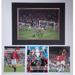 Manchester United four Premiership Legends signed photos,  Ryan Giggs, David Beckham and manager Sir