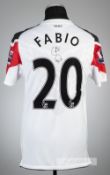 Fabio signed white Manchester United Poppy no.20 away jersey, season 2010-11, Nike, short-sleeved