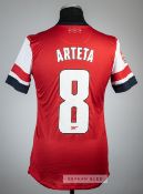 Mikel Arteta red Arsenal Asia tour 2012 no. 8 jersey, July 2012 Nike, short-sleeved with ARSENAL