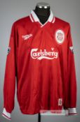 Steve McManaman red Liverpool no.7 home jersey, season 1996-97, Reebok, long-sleeved with THE FA