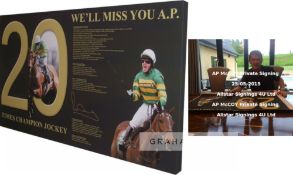 Horse Racing, Jump Racings greatest ever jockey, Sir AP McCoy signed retirement canvas, measuring 36