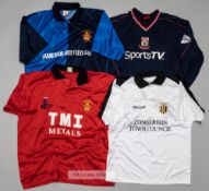 Two Hyde United, a Lincoln City and a Congleton Town football jersey, comprising blue and navy