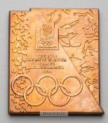 Lillehammer 1994 Winter Olympic Games participant's medal, copper, 66 by 76mm, by M. Kleppan,