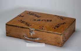 Manchester United's Old Trafford boot room box of first-team boot studs, circa 1989, wooden box with