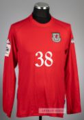 Red Wales 2006 World Cup qualification no.38 home jersey,  Kappa, long-sleeved with FIFA WORLD CUP