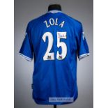 Gianfranco Zola signed blue Chelsea no.25 home jersey, season 1999-2000, Umbro, short-sleeved with