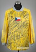Jan Stejskal yellow and grey Czechoslovakia 1990 World Cup no.1 goalkeeper's jersey, Adidas, long-