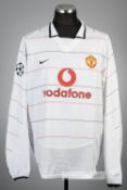 Ryan Giggs white Manchester United no.11 third choice jersey, season 2003-04, Nike, long-sleeved