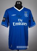 Damian Duff signed blue and white Chelsea no.11 jersey v Liverpool in the Carling Cup Final at