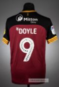 Two Eoin Doyle Bradford City jerseys, circa 2018-19, the first a signed Avec black and grey No.9