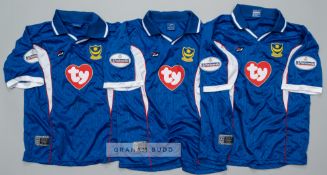 Three player signed blue Portsmouth home jerseys, season 2002-03, comprising Lassina Diabate no.13