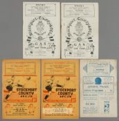 Five Stockport County 1930s home programmes, FAC2 v Crystal Palace 9th December 1933, F.L. Division