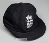 England Cricket home series test representative cap, navy wool cap embroidered with England three