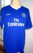 Wayne Bridge signed blue Chelsea No.18 jersey match-issued for the Champions League fixture v