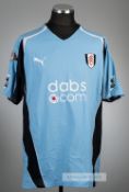 Stern John signed blue Fulham no.15 away jersey, season 2004-05, Puma, short-sleeved with BARCLAYS