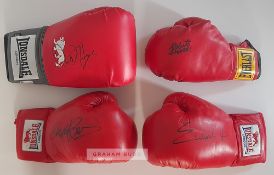Boxing Legends, four gloves signed by Robert “Mano de Piedra” Duran, Nigel “The Dark Destroyer”