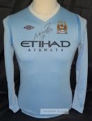 Sergio Aguero signed Manchester City 2011-12 replica home jersey, the year Aguero broke Alex
