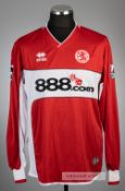 George Boateng signed red Middlesbrough no.7 home jersey, season 2005-06, Errea, long-sleeved with
