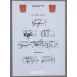 Arsenal the Famous Back Six autograph sheet, including David Seaman, Lee Dixon, Nigel