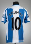 Jason Koumas blue and white Wigan Athletic no.10 home jersey, season 2008-09, Champion, short-