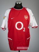 Thierry Henry signed red Arsenal no.14 home jersey, season 2002-03, Nike, short-sleeved with THE