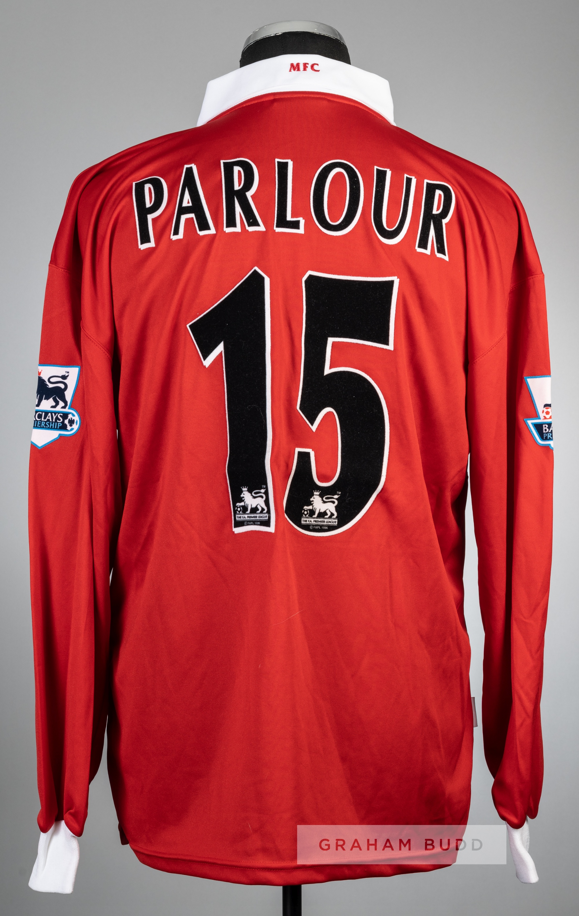 Ray Parlour red Middlesbrough no.15 home jersey, season 2004-05, Errea, long-sleeved with BARCLAYS - Image 2 of 2