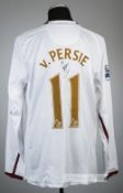Robin van Persie signed white Arsenal no.11 away jersey, season 2007-08, Nike, long-sleeved with