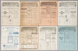 Eight Reading v Crystal Palace programmes 1930s, F.L.Third Division South fixtures unless otherwise