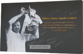 Leeds United1972 FA Cup Winners signed canvas featuring an image of Billy Bremner holding the FA Cup