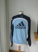 Alan Shearer blue Newcastle United training top, Adidas, long-sleeved, initialled AS