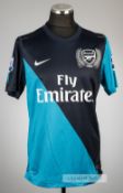 Aaron Ramsey navy and light blue Arsenal no.16 away jersey, season 2011-12, Nike, short-sleeved with