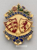 England v Scotland enamelled lapel badge for the Home International Championship, played at