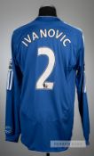 Branislav Ivanovic blue Chelsea no.2 home jersey, season 2007-08, Adidas, player issued long-sleeved