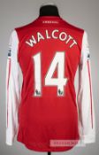 Theo Walcott red Arsenal 125th Anniversary no.14 home jersey v Everton, played at Emirates