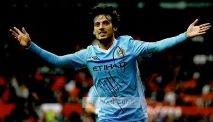 Manchester City FC collection of six signed photographs, 8 by 10in. photographs (4) including David