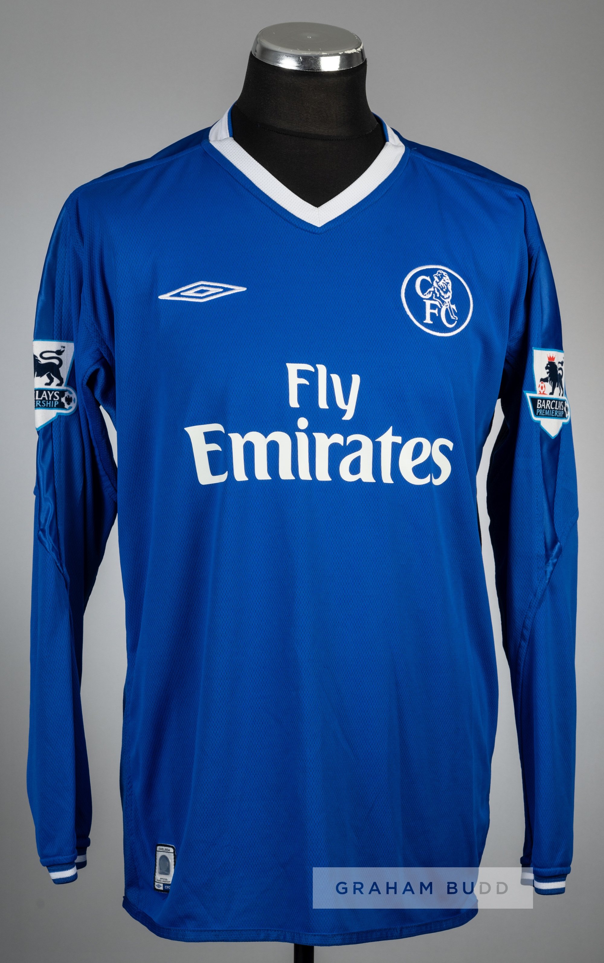 Eiour Gudjohnsen blue Chelsea no.22 home jersey, season 2003-04, Umbro, player issued long-sleeved - Image 2 of 2