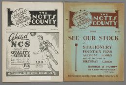 Two Notts County 1930s home programmes, F.L. Division Two v Sheffield United 23rd February 1935 and