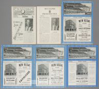 Six Watford v Reading programmes, Southern F.L. Division One 12th February 1920 (ex-binder, covers