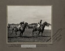 A signed presentation photograph from racehorse owner Mr J V Rank to jockey Gordon Richards on the