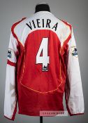 Patrick Vieira red Arsenal no.4 home jersey worn v Manchester United at Highbury, 1st February 2005,