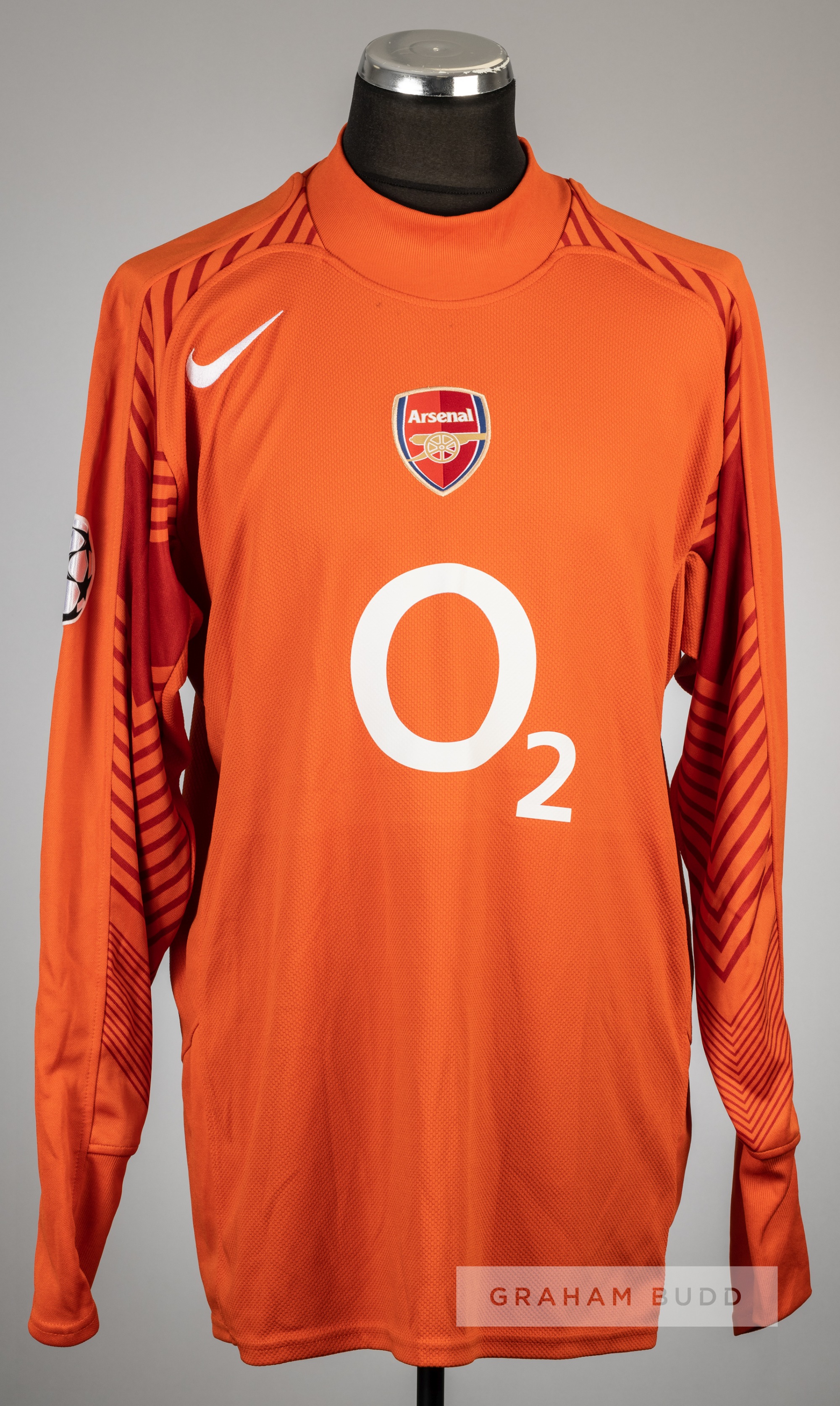 Manuel Almunia signed orange Arsenal no.24 goalkeeper's jersey, season 2005-06, Nike, long-sleeved - Image 2 of 2