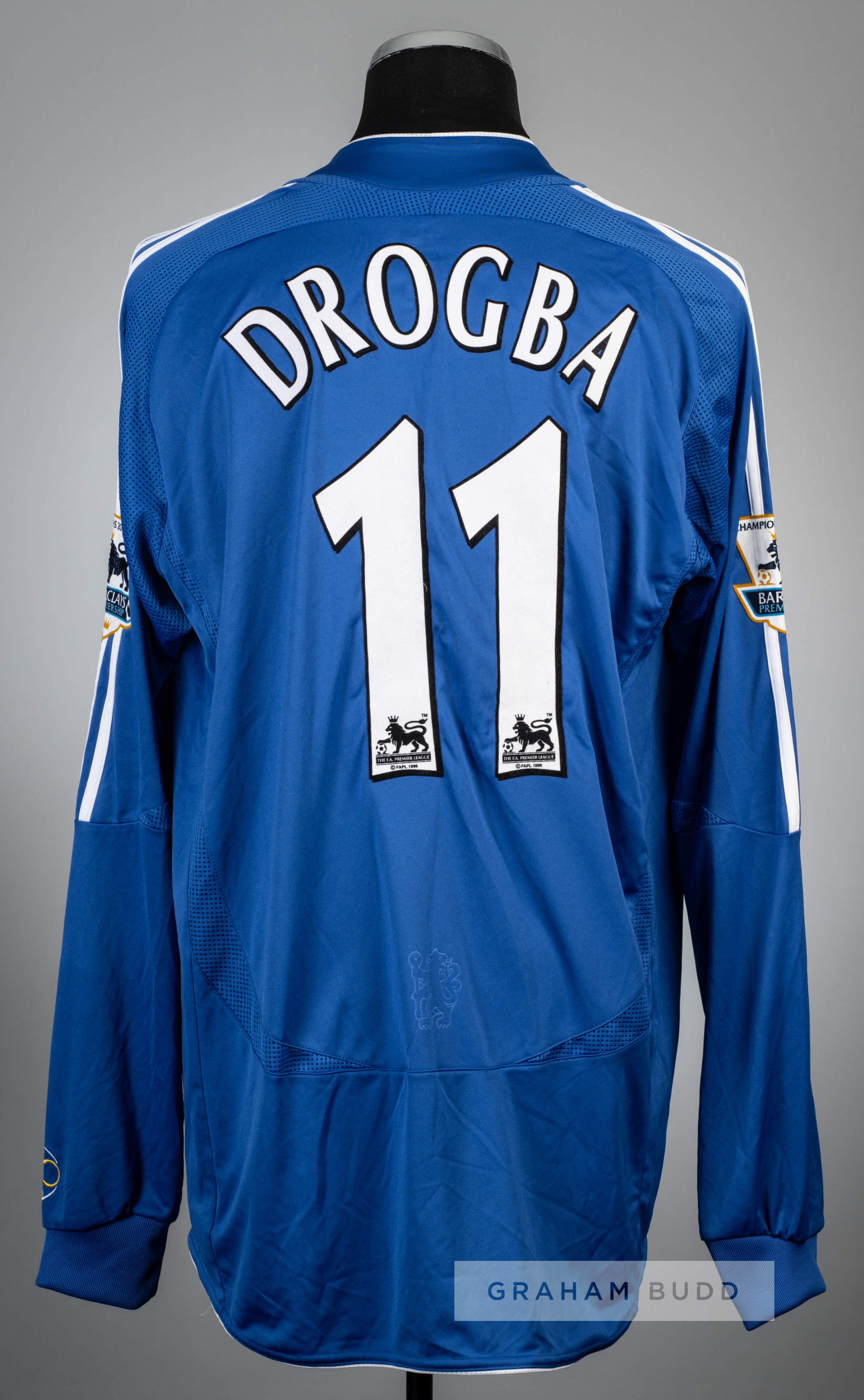 Didier Drogba blue Chelsea no.11 home jersey, season 2006-07, Adidas, player issued long-sleeved - Image 2 of 2