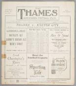 Thames v Exeter City programme 21st February 1931, F.L. Division Three South fixture 1930-31 was