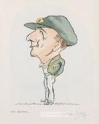 Arthur Dooley (British, 1929-1994) "Don Bradman" caricature, circa 1930s, pen, ink and