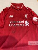 Sadio Mane signed red Liverpool replica home jersey 2018-19, New Balance, short-sleeved with club