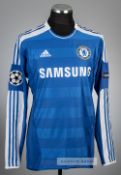 David Luiz blue Chelsea no.4 home jersey, season 2011-12, Adidas, player issued long-sleeved with