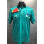 Peter Walton green and black FA Premier League referee's jersey, Umbro, short-sleeved, with breast
