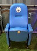 Manchester City blue executive heated no.33 seat from the Etihad Stadium, bearing round club