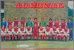 Arsenal 1974-75 large autographed colour centre double page from Goal/Shoot magazine of pre-